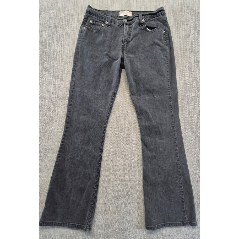 Levi Strauss Stretch Bootcut women's faded black denim jeans sz 12 cotton